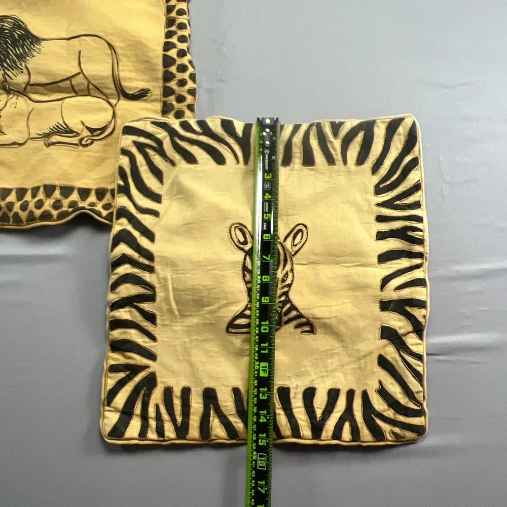 Set Of 2 Marvelous Handcrafted PillowCovers Tanzania African Safari Animal Print